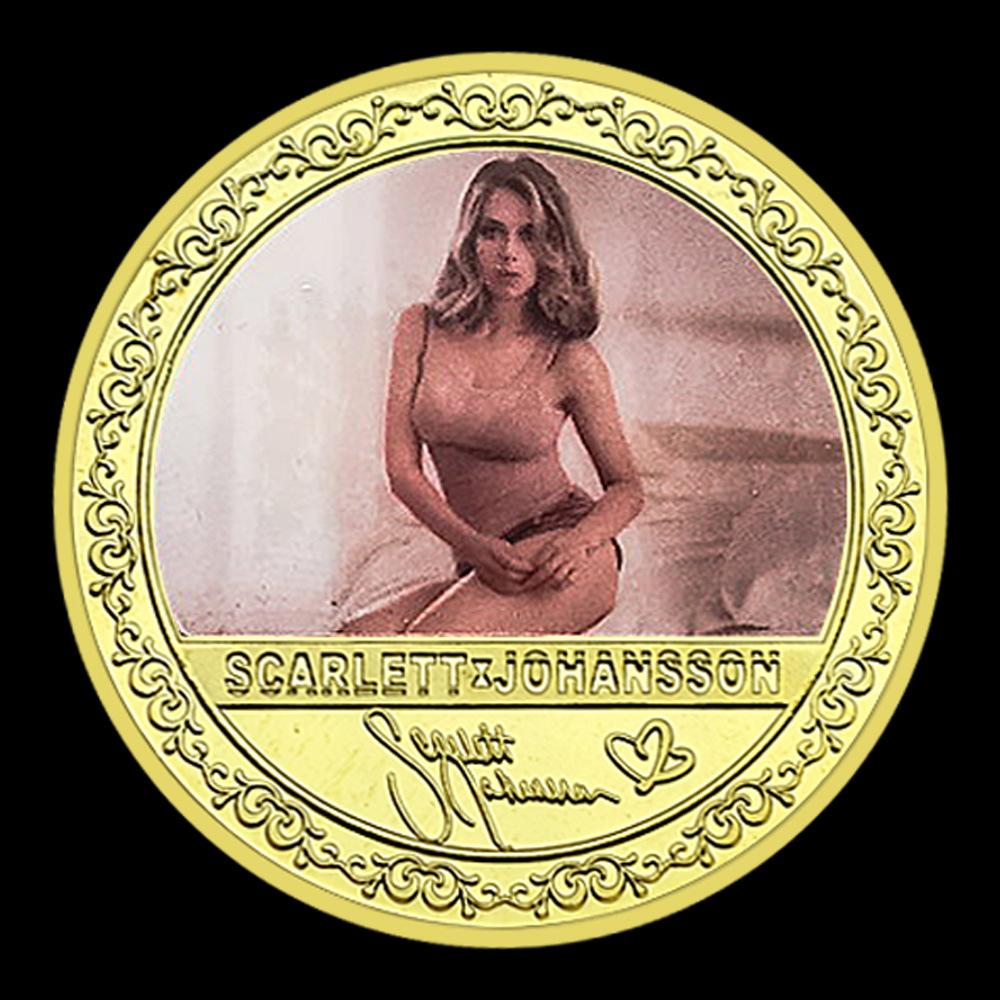 Scarlett, Famous Female Singer, Actress, Gold-plated Commemorative Coin, Star Commemorative Medal, Medal Collection Gift