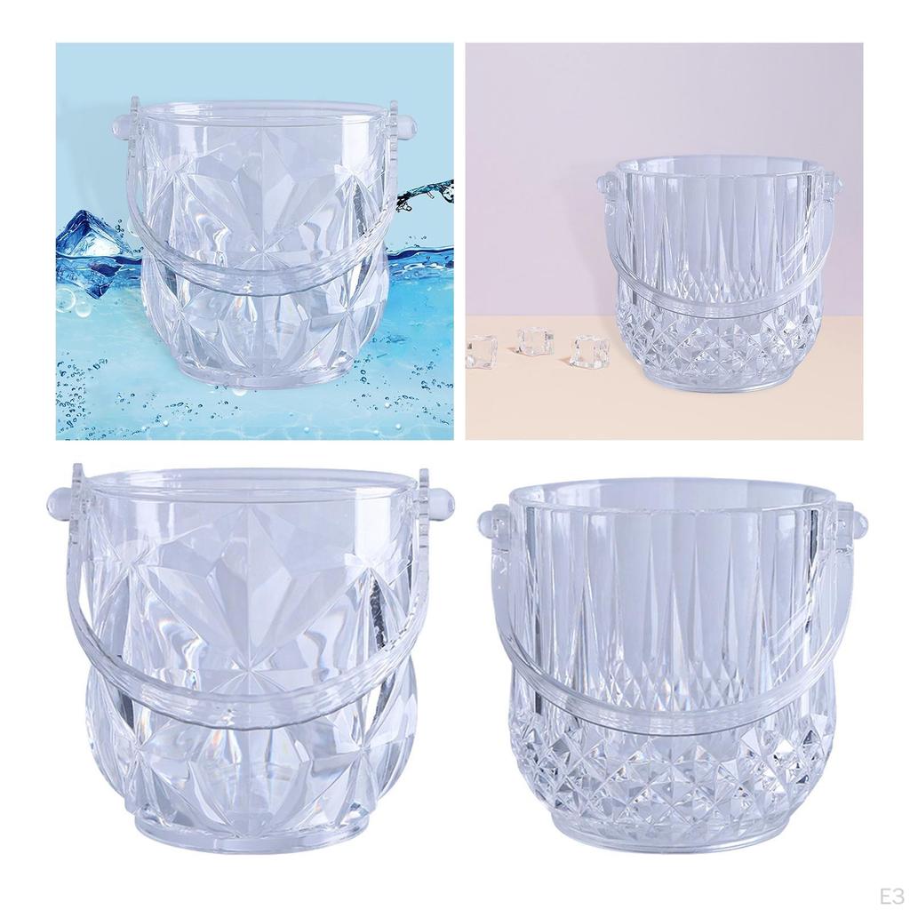 Eiskübel, Kleiner klarer Acryl-Eisbehälter mit Griff für Gefrierschrank, Cocktailbar, Party