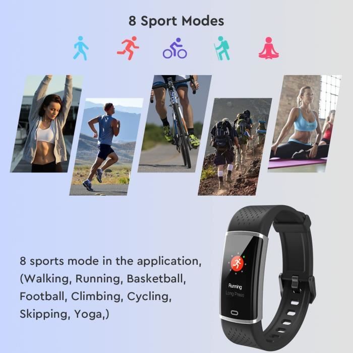 Montre Connectée Femmes Homme, Montre connectée Enfant,Smartwatch Tactile Bracelet Connecté Etanche Sport Podometre Cardio Montr293