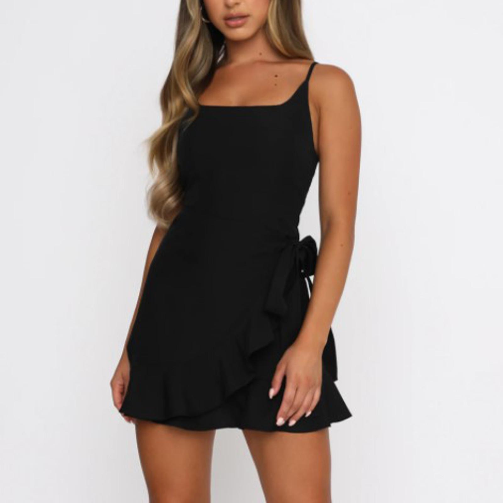 

Модная повседневная женская безрукавная однотонная летняя бандажная майка-топ с вырезом-лодочкой S чёрный