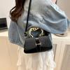Foreign Style New Women's Large Capacity Simple 2025 Texture Texture Metal Portable Shoulder Underarm Crossbody Small Square Bag