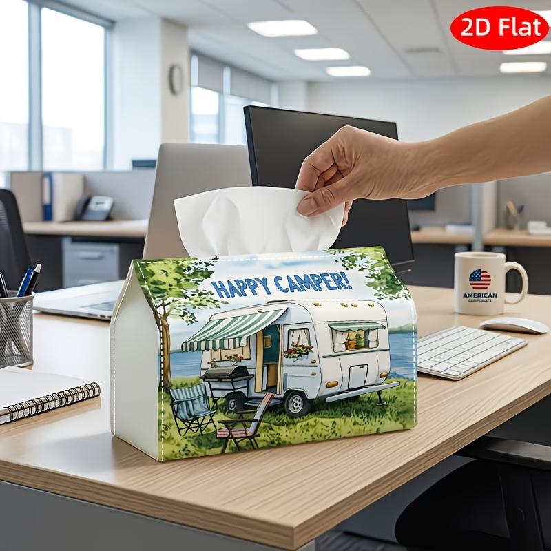 2D Flat, 1pc Tissue Box, Printed On Both Sides, This Multifunctional Decorative Tissue Box Features a Romantic Vintage Design with a Ribbon Bow, Makin