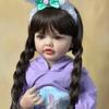 BZDOLL 55 CM 22 Inch Lifelike Realistic Reborn Baby Girl Doll Soft Silicone Long Brown Hair Princess Toddler Bebe Christmas Gift