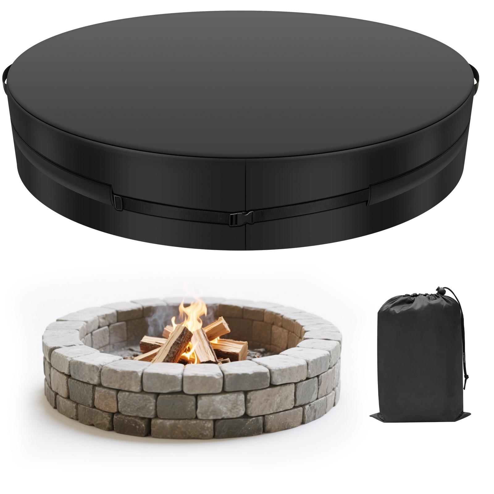 

Round Fire Pit Cover Heavy Duty Outdoor Waterproof Oxford Fabric Rainproof Sunscreen BBQ Grill Cover чёрный