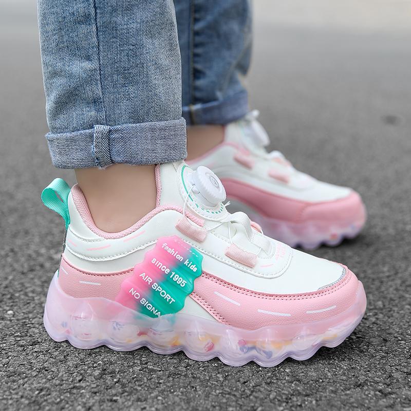 Розовые водонепроницаемые кроссовки из искусственной кожи для девочек — фото 18