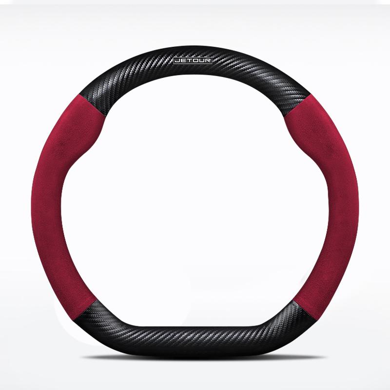 38cm, Genuine Leather for Chery Jetour T2 T3 X70 X70SM X90 X95 DASHING Traveler, Non-Slip Carbon Fiber Car Steering Wheel Cover