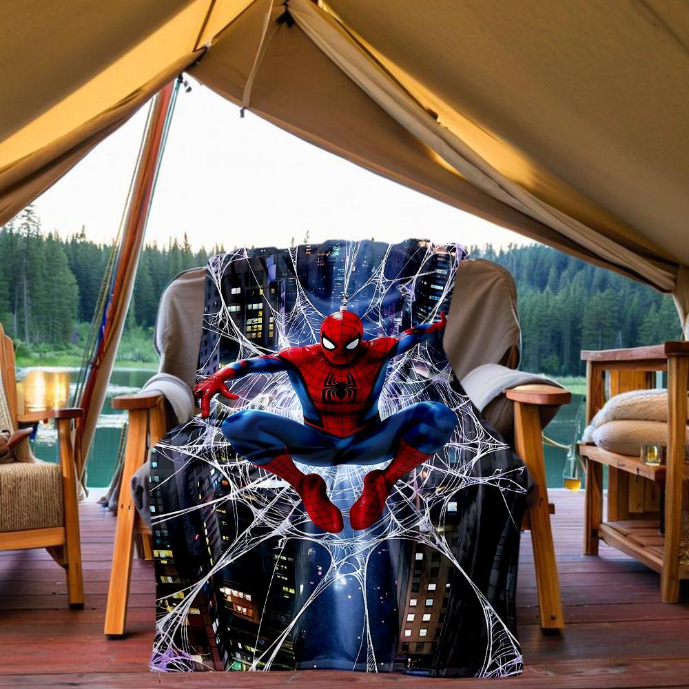 Spider-Man Web Outdoor Flannel Throw Blanket - HD Printed Lightweight Soft Warm All-Season Blanket for Sofa, Bed, Travel, Camping 1203048