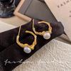 French S Home Pearl Knot Loop Earrings Versatile Romantic 925 Pure Silver Needle Earrings Water Wave Texture Earrings