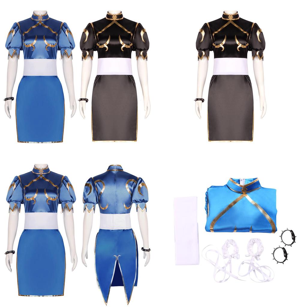 Street Fighter Klær Chun-li Cosplay Antrekk Polyester Materiale Vår 2023 Kolleksjon