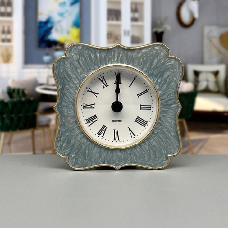 Small Table Clock with Enamel Color Metal Clocks Quiet Timekeeping for Collectors Mantel Clock Home Decoration