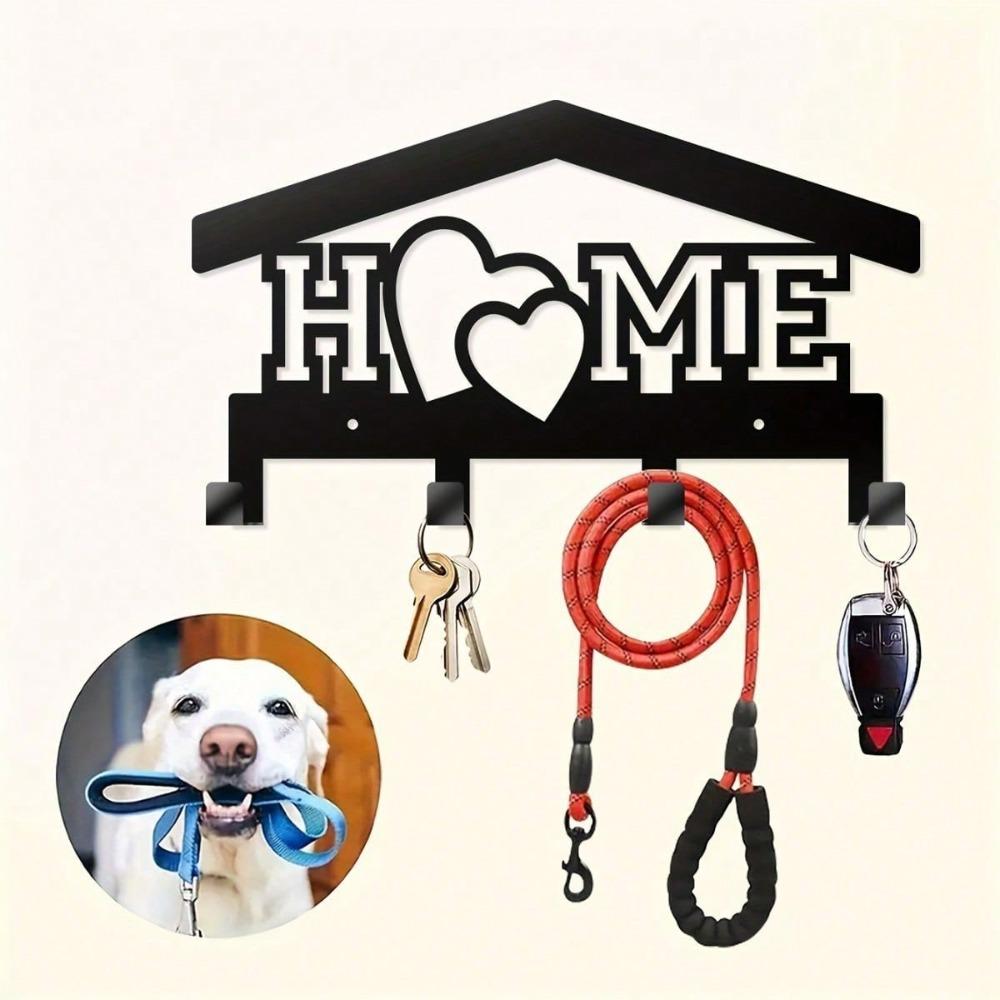 Rust Resistant Metal Wall Mounted Key Holder Dog Leash Hook Retro Rock Style Multifunctional Rack for Entryway Garage Decor