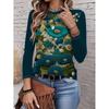 Womens Round Neck 3D Dinosaur Print Tee - Casual Fit 7/8 Sleeve 2025