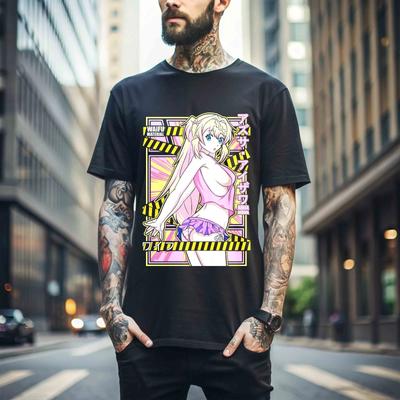 100% bawełna TOPY UNISEX KOSZULKI MĘSKIE DAMSKIE Anime Vintage Specjalna Koszulka Unisex Koszulka Manga Koszulka z Anime Dziewczyną Prezent Koszulka 533
