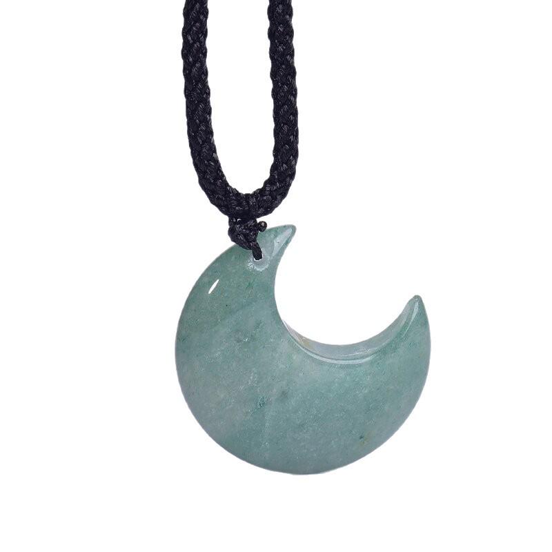 Natural Crystal Moon Pendant Necklace - Fairy Style Clavicle Chain Gift Amethyst