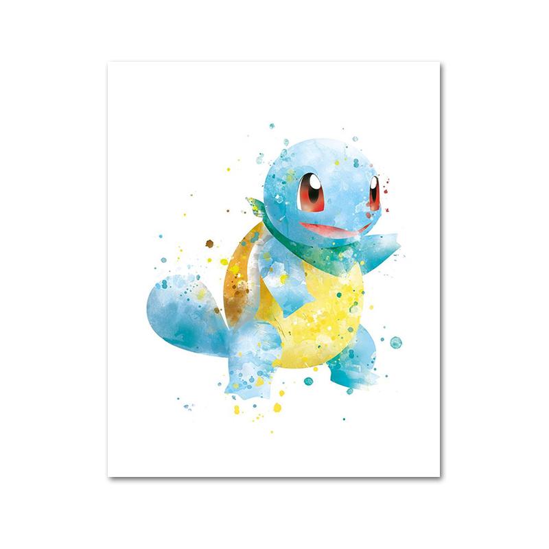

Japanese Anime Pokemon Watercolor Poster Video Game Prints Pikachu Canvas Painting Wall Art Nordic Children Bedroom Wall Decor 21X30CMNo Framed