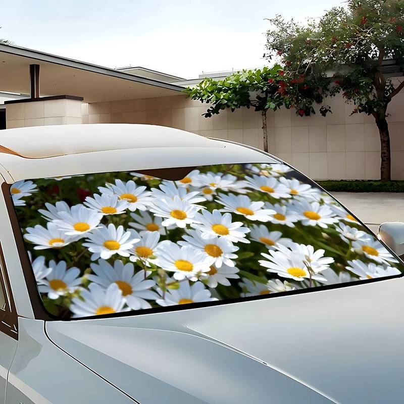 Daisies Car SunShade Car Sunshade, Front Windshield Protector, Foldable UV Resistant Sunshade Cover, Car Accessories