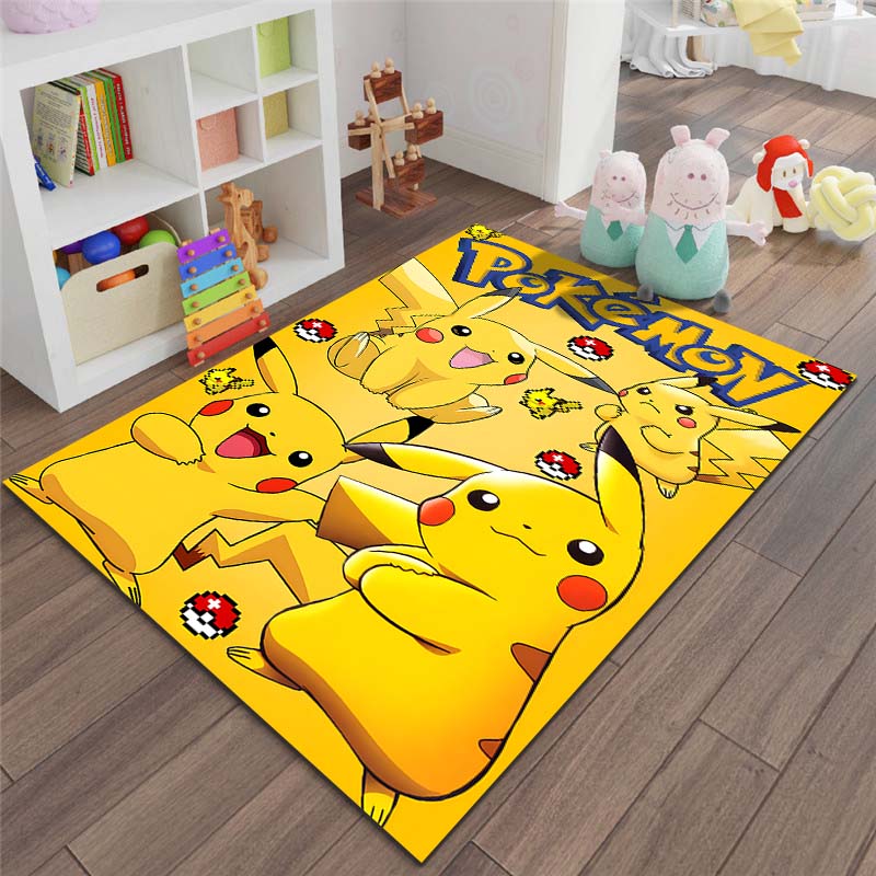 Japan P-Pokemon Pikachu Pattern Cartoon Carpets for Living Room Bedroom Bedside Floor Mat Area Rug Home Decor Luxury Gifts
