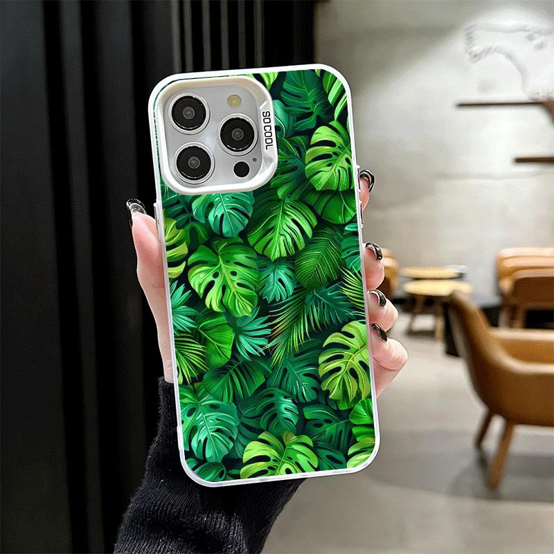 Sommarväxter Grönt Blad Stötsäkert Fodral för iPhone 17 Air 16 16E 15 Pro Max 14 Plus 13 Mini 12 Baksidesfodral Anti-fall Funda