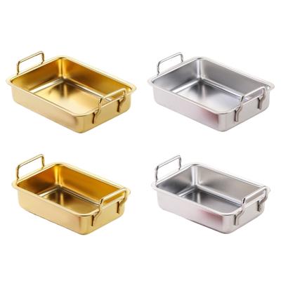Square Plate with Handle Stainless Steel Baking Tray for Cakes Brownies Lasagna Dishwasher Safe Rectangle Cake Tin