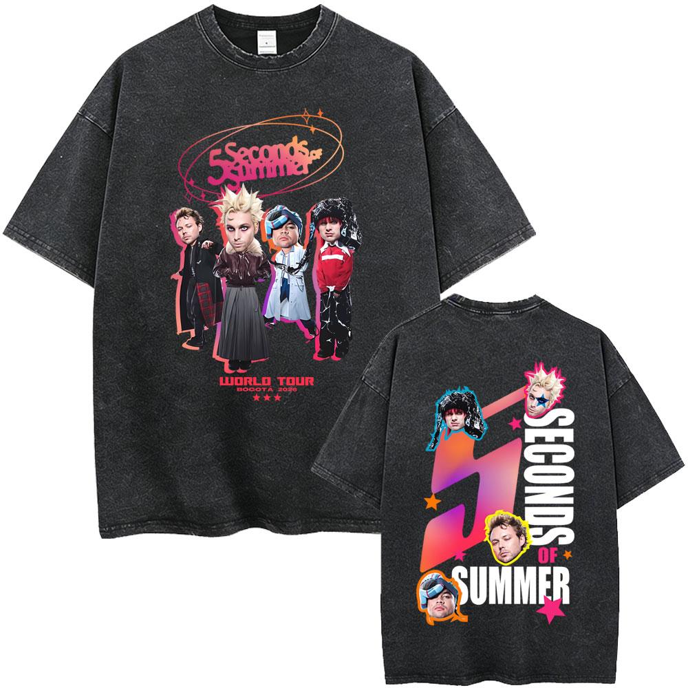 Punk Rock Band 5 Seconds of Summer Washed Vintage Tshirt Everyones A Star Merch 2026 Tshirts Men Women Hip Hop Gothic T Shirt