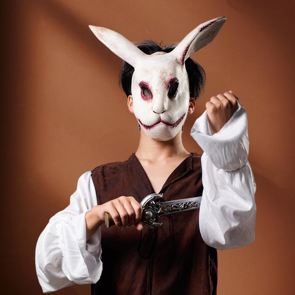 1 szt. Straszna maska królika Kostium na Halloween Maska lateksowa Przebieranka na przyjęcie świąteczne