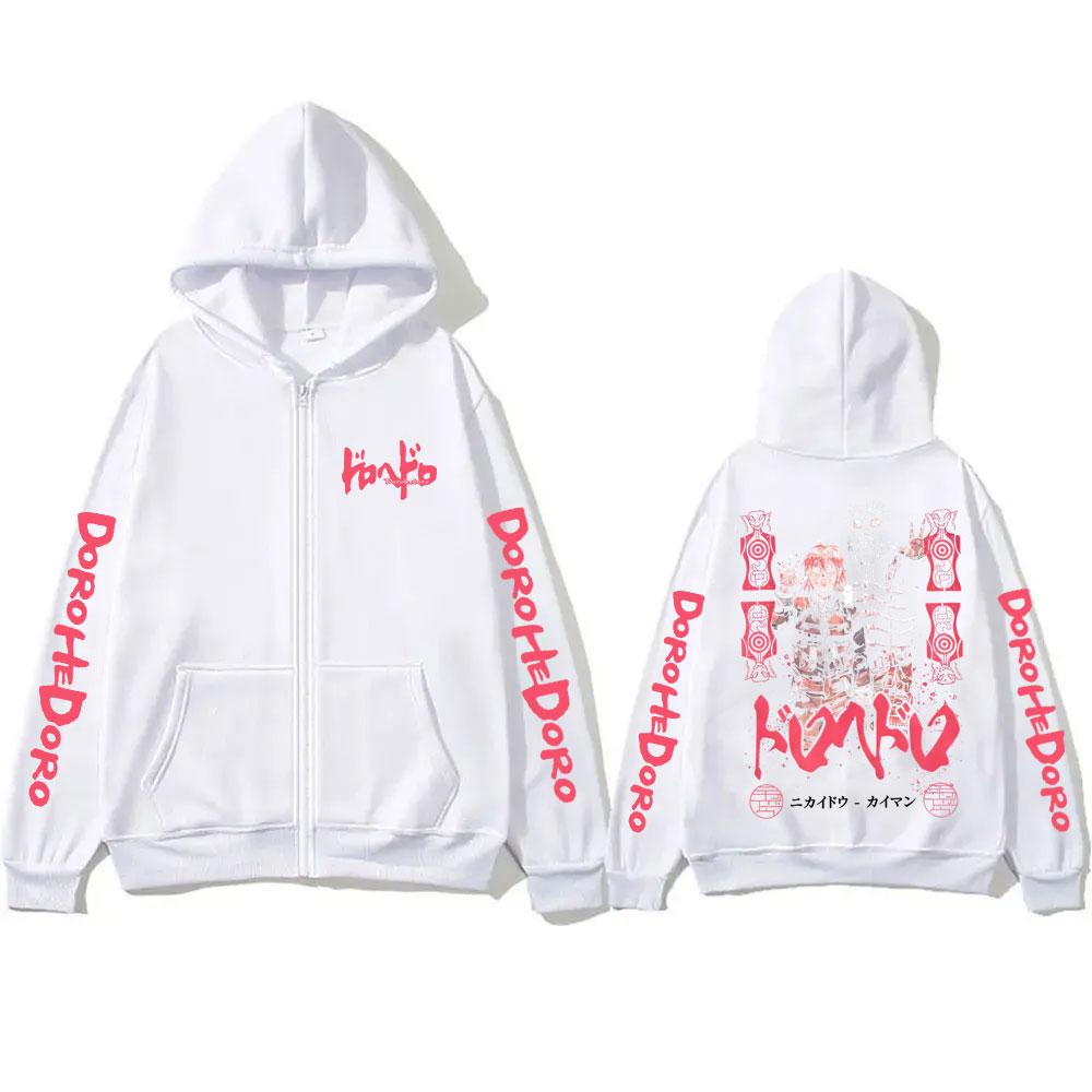 Anime Dorohedoro Kaiman Graphic Zipper Hoodie Men Women Gothic Manga Rock Zip Up Jacket Male Hip Hop Oversized Zip Up Sweatshirt