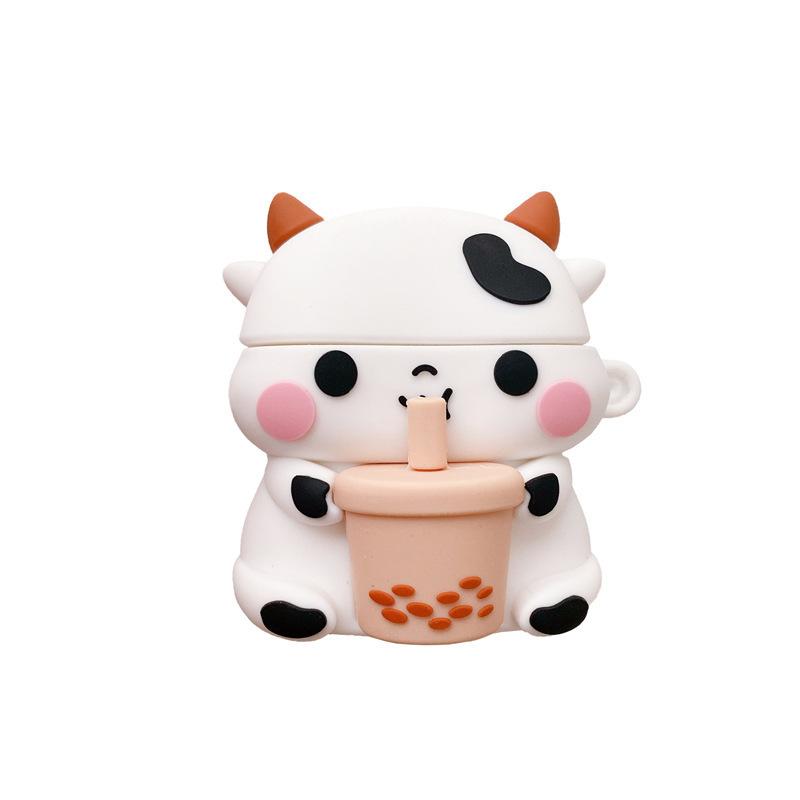 Milk Tea Cow AirPods Pro2/3 Generation Apple Bluetooth Wireless Headset Cover Creative Cute Soft Rubber Shell