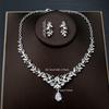 3pcs Romantic and Elegant Ladies' Water Droplet Zircon Necklace Earrings Zircon Set Classical Wedding Dress Accessories