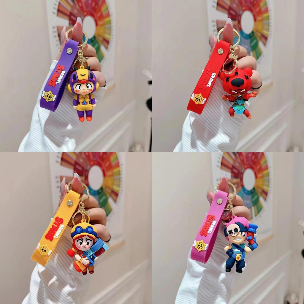 Cute Cartoon Silicone Keychain For Car Keys Brawl Stars Nita Jessie Bea Spikey Paddy