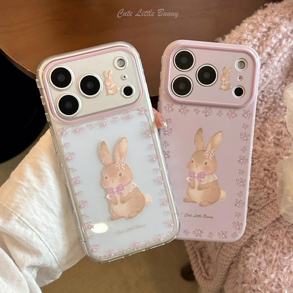 Purple floral rabbit apple 17 mobile phone case iphone16promax for 15 gentle 13 soft set 14 cartoon