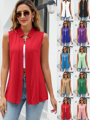 Zomer Dames Casual Effen Kleur Vest Mode Kantoor Dame Zakelijk Werkkleding OL Mouwloos Vest