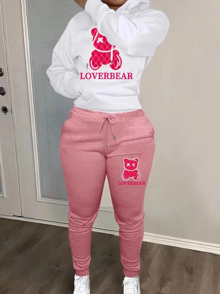 European And American Women'S Clothing Autumn And Winter Hooded Casual Sports Sweater Two-Piece Set