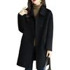 Damen-Mantel, einfarbig, mittellanger Reverskragen mit Knöpfen, locker sitzend, warm, Polyester, Winter, warm, Damen-Zweireiher-Mantel für Damen