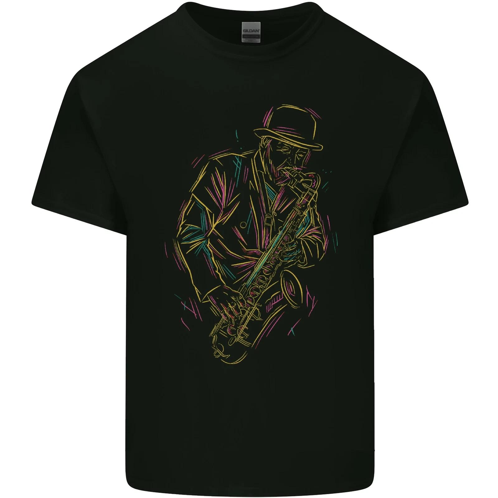 Jazz Colourful Saxophone Player Kids T-Shirt Childrens XL