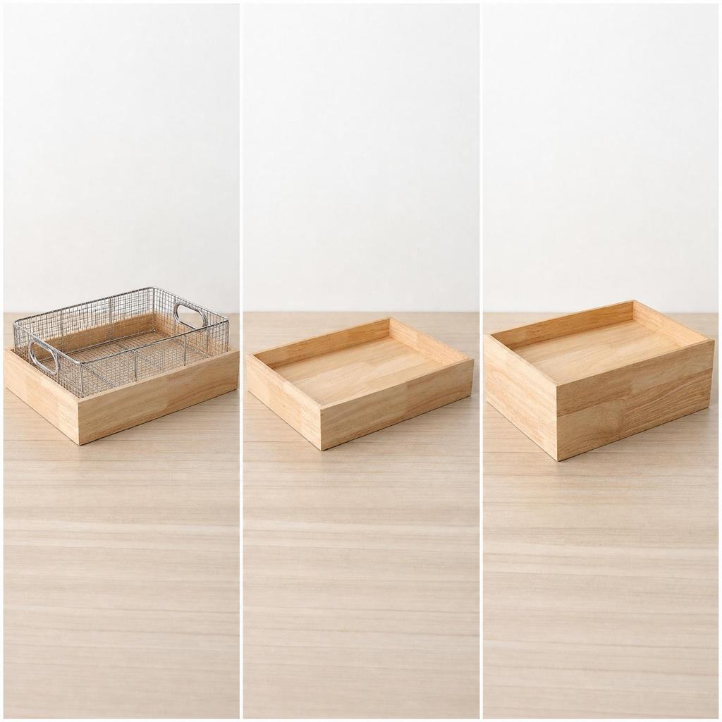 Wooden Food Display Box with Open Top Compact Rectangular Sturdy Countertop