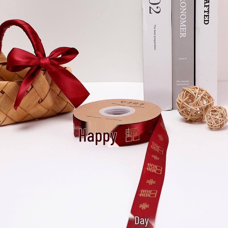 Festive Red 'Xi' Satin Ribbon: Wedding Car Streamers & Room Decoration