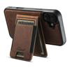 SUTENI H17 For iPhone 17 Magnetic Case Card Slots Leather+TPU Kickstand Phone Cover