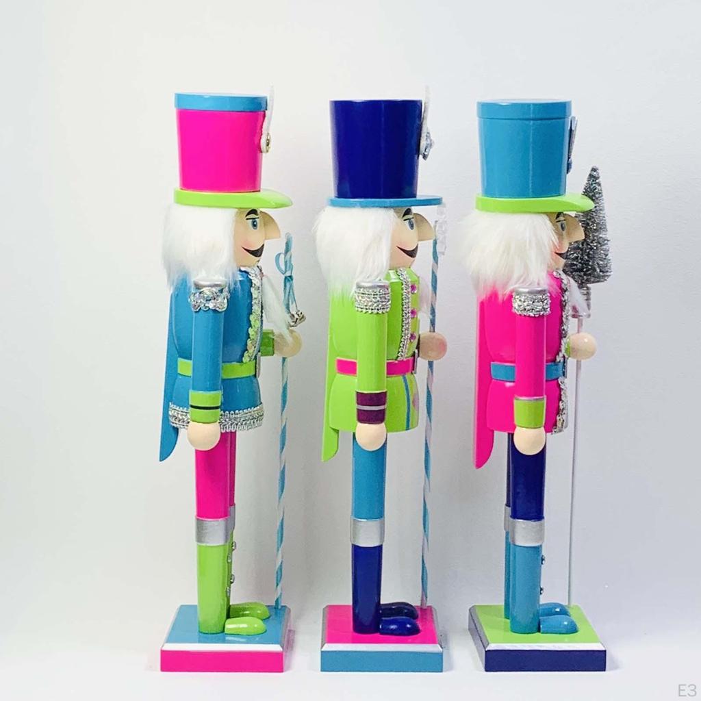 Nussknacker-Soldat aus Holz, 38 cm, kreatives dekoratives Ornament für Regale, blau