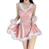 Christmas Sexy Lace-Up Bunny Girl Slip Dress Costume for Stage Performance