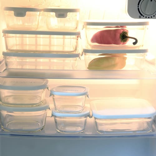 Iwaki Pack & Microwave Storage Containers, Square, 3-Piece Set, White