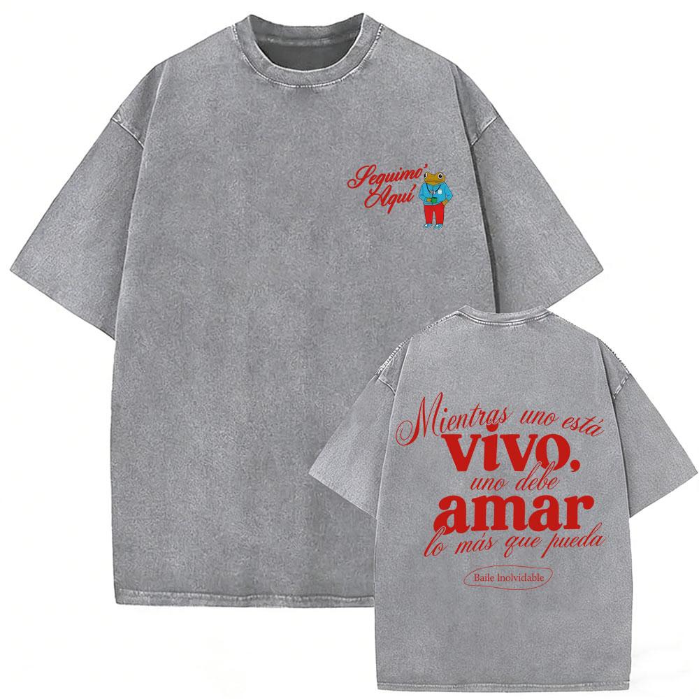 Rapper Bad Bunny Vintage Washed T Shirts Debi Tirar Mas Fotos DTMF Tshirts Mens Clothing Hip Hop Fashion High Quality Tshirt