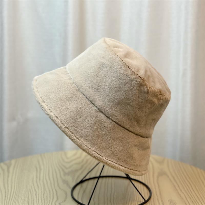Plush Hat Women's Autumn and Winter Bucket Hat Thermal Basin Hat Top Hat Bucket Hat