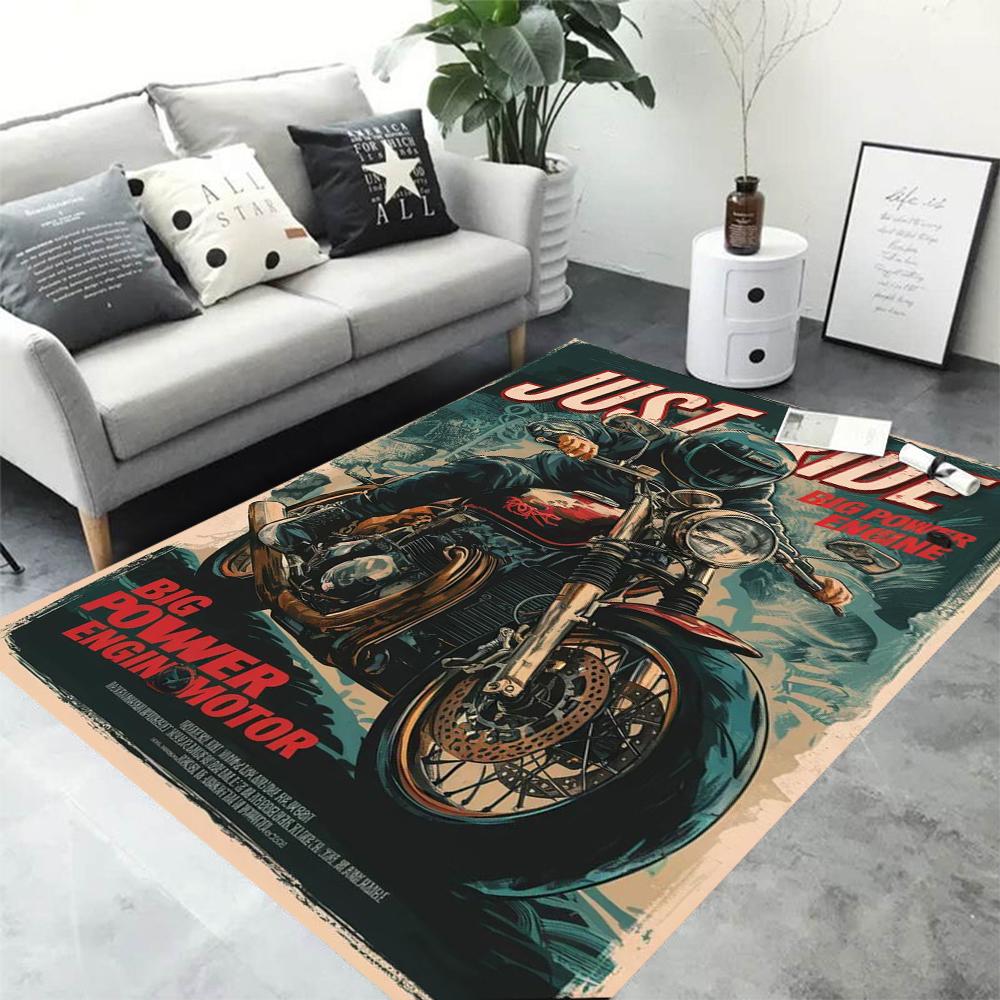 Winylowa Mata Podłogowa z Nadrukiem Motocykla Vintage - Antypoślizgowa Gruba i Łatwa w Utrzymaniu Dodaje Styl i Komfort - do Dekoracji Domu