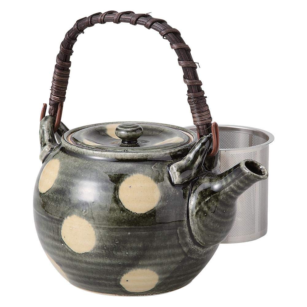 

Hasami ware earthenware teapot, green glaze, polka dot pattern, size 5 (with super stainless steel tea strainer) 73614