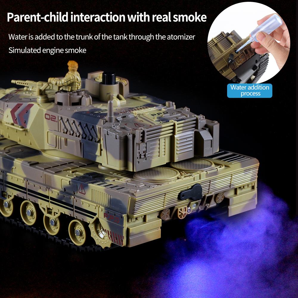 2.4G Remote Control Tracked Simulation Tank Water Spray Remote Control Vehicle War Armored Vehicle Model Children Toy Gift