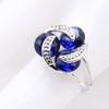Color Bridal Jewelry Sets For Women Round Dark Blue Crystal Bracelet Stud Earrings Necklace Pendant Rings Free Gift Box