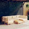 Day and Night - Day and Night Garden Furniture 7 Pieces and Cushions Solid Cream Pine Wood