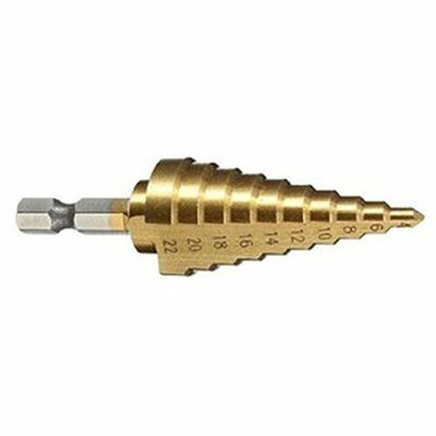 1Pc High-speed Steel Step Cone Dril Bit 4-22MM HSS Hexagonal Shank Titanium Step Cone Drill Bit for