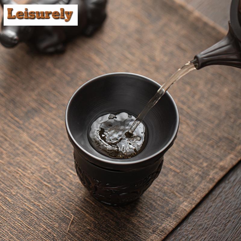 Qingxi Purple Pottery Big Bull Separation Tea Infusor Handmade Tea Strainer Household Tea Maker Tea Filter Tea Services Craft