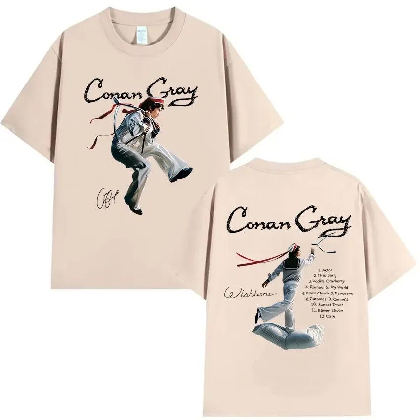 Conan Gray Wishbone World Tour 2026 T Shirt Men's Vintage High Quality Fashion T-shirts Man Hip Hop Short Sleeve Cotton T-shirt